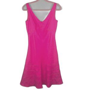 Ann Taylor Linen Dress Pink 4 Sleeveless Fit Flare Lined Summer Minimalist